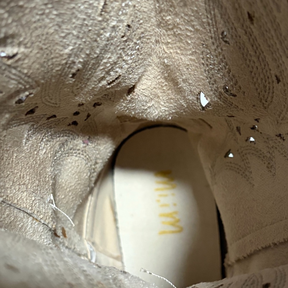 Mi.iM Metallic Silver Cowboy Boots NEW size 6.5‎ Cutout Detail Western Festival - Picture 10 of 12